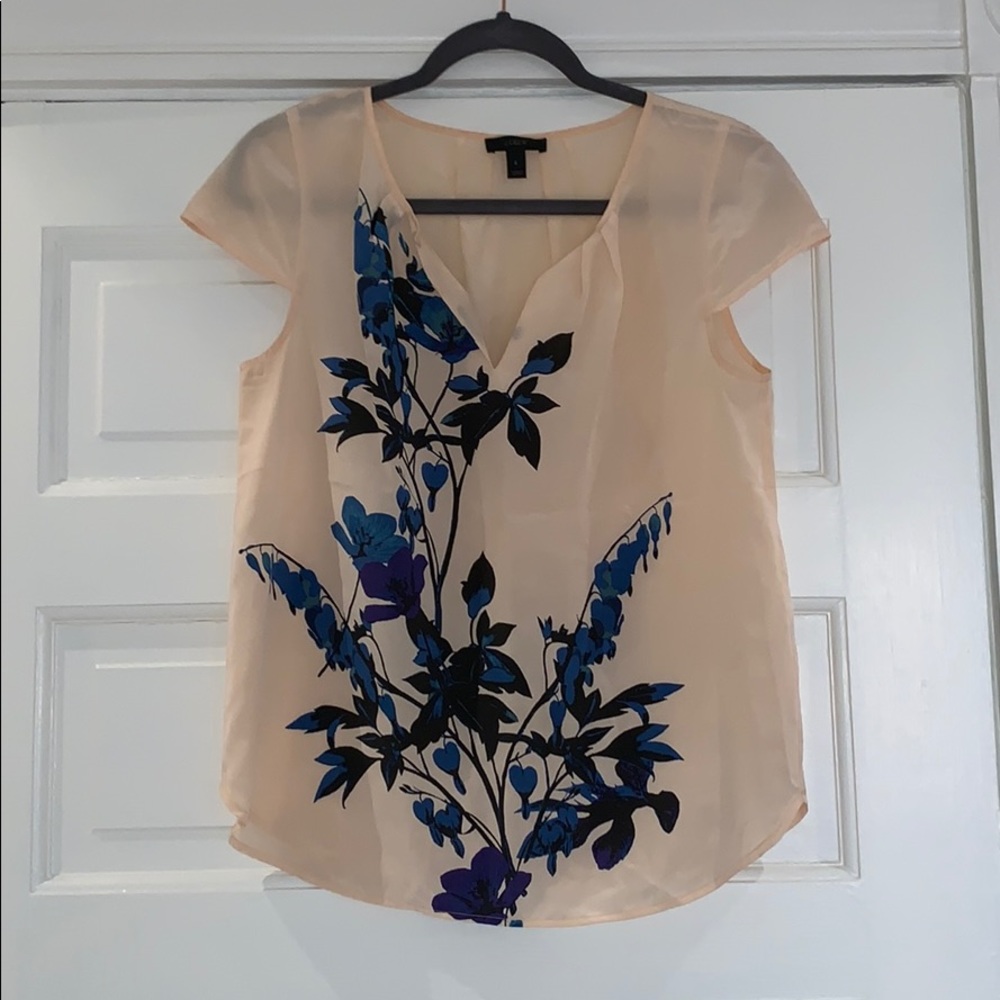 J.Crew silk tee - peach, black, blue - size 6